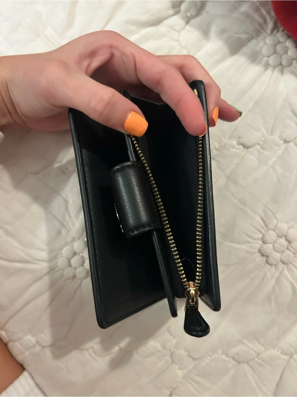 Coach Brown Signature Compact Wallet with Black Trim